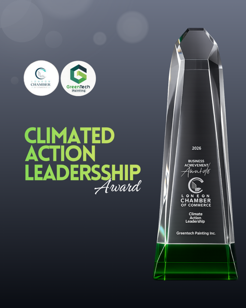 GreenTech Painting Climate Action Leadership Award 2026 from London Chamber of Commerce recognizing sustainability leadership in London Ontario