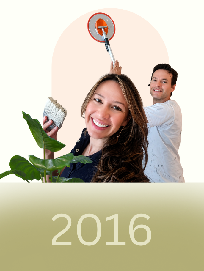 Yarinka Rojas and Juan Carlos Granados during the early days of GreenTech Painting in 2016, marking the beginning of their journey to build an environmentally responsible painting company in London, Ontario.