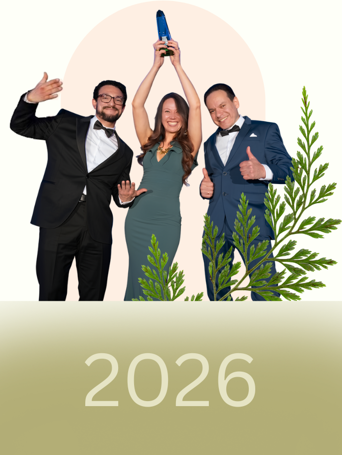 GreenTech Painting founders Yarinka Rojas and Juan Carlos Granados celebrating the 2026 Climate Action Leadership Award presented by the London Chamber of Commerce for environmental leadership and sustainable business practices.