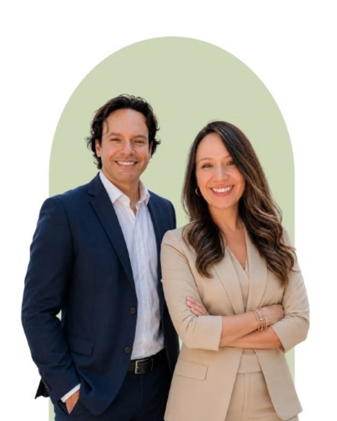 The founders of GreenTech Painting, a family-owned residential painting company in London, Ontario, posing together in professional business attire.