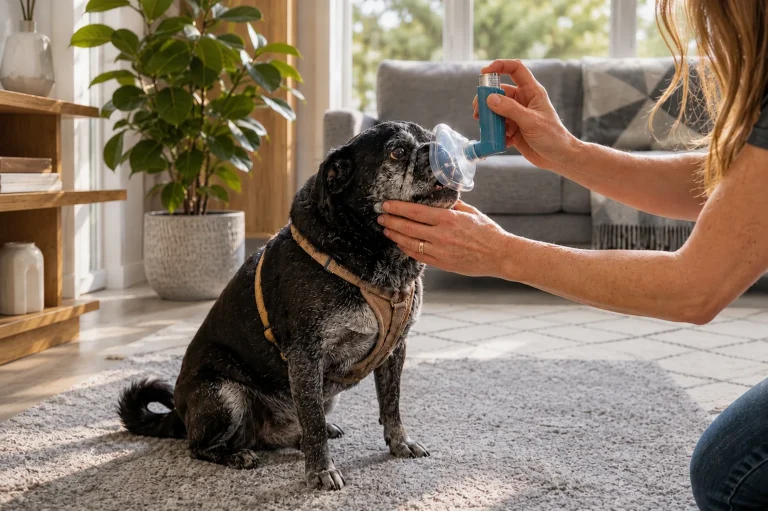 Dog lying on a rug indoors, illustrating how indoor air quality affects pets in London Ontario homes